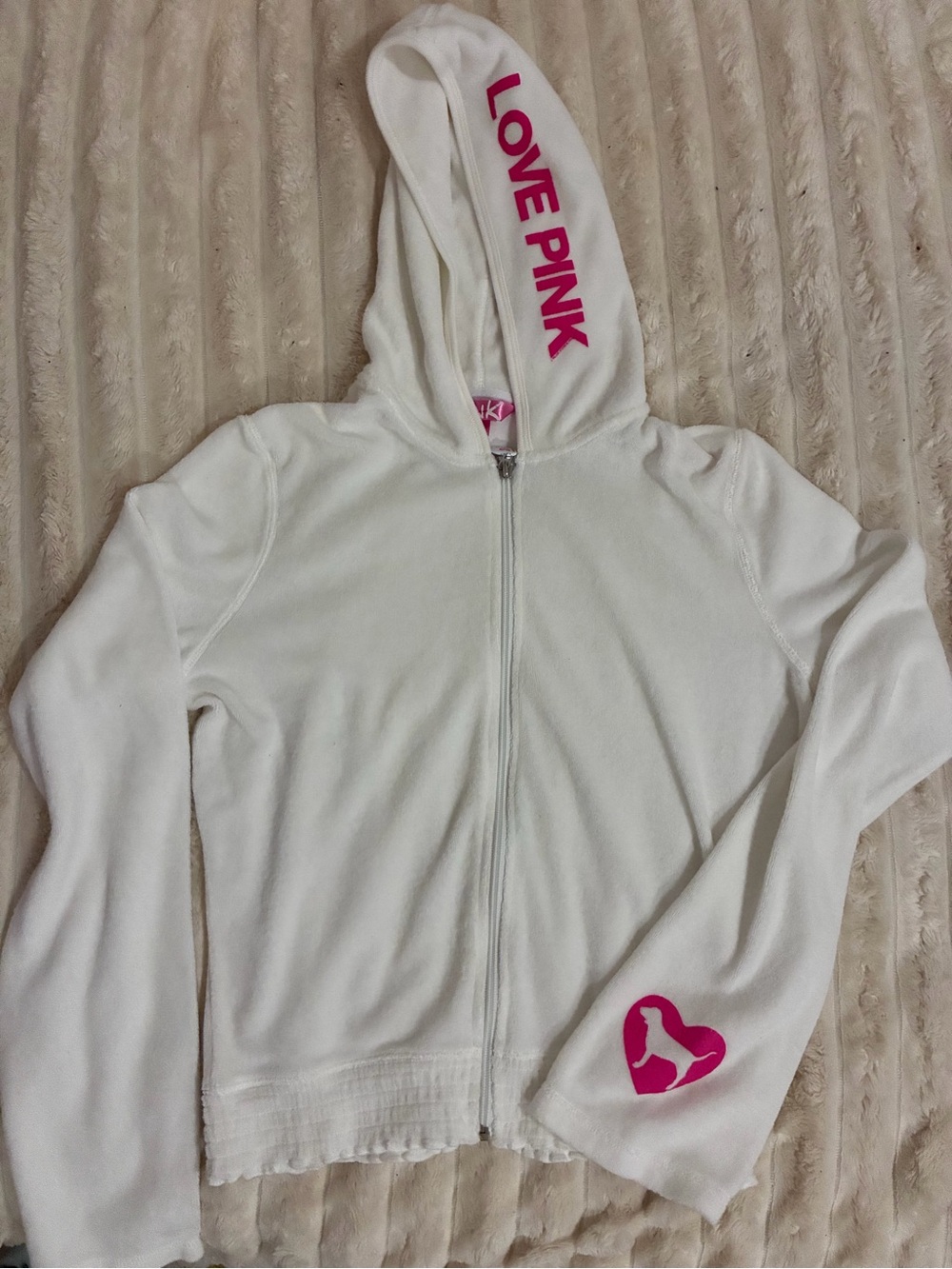RARE Victoria’s Secret PINK Terry Zip up Sweater - Love Pink y2k vintage